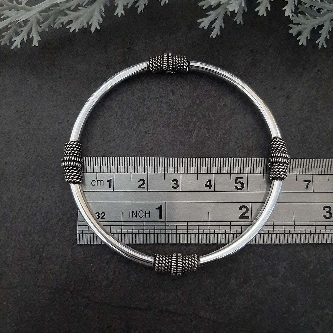 925 Sterling Silver Vintage Oxidised Tube Bangle Jewelry
