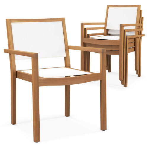 Stackable Dining Chair Set of 4 w/Wear-resistant Fabric & Breathable Backrest