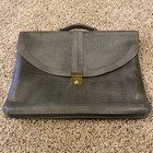 Vintage leather lizard skin print briefcase Grey