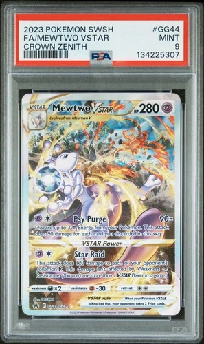 2023 POKEMON SWORD & SHIELD CROWN ZENITH #GG44 FULL ART/MEWTWO VSTAR PSA 9
