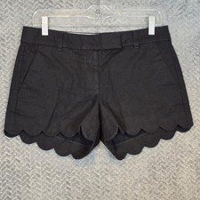 J.Crew Black Linen Cotton Scalloped Hem Shorts L2142 Womens Size 4 SP20