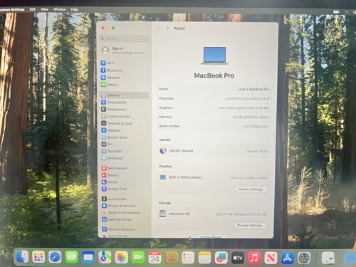 Apple Macbook Pro 15" A1990 i9 2.9GHZ - 32GB RAM - 250GB SSD - RECENT BATTERY - Picture 5 of 11