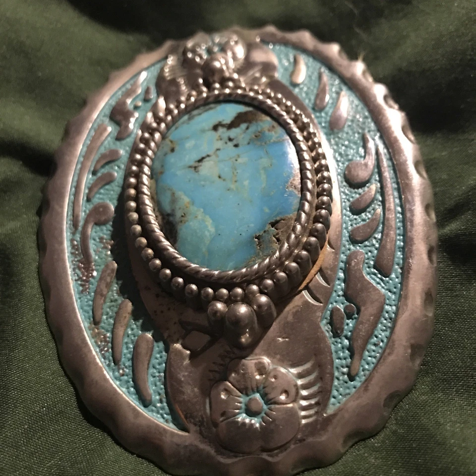 Estilo vintage NATIVO AMERICANO Navajo indio SUROESTE réplica hebilla de cinturón. Foto 4 de 4