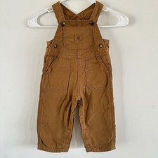 Carhartt Double Knee Overalls Brown Canvas Youth Kids Size 12 Mos Farm Ranch