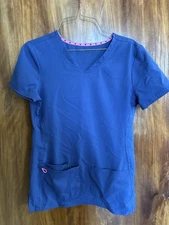 Women’s Scrubs Top Navy Blue Size XS Careismatic Brands Style#20710 Stretchy