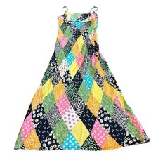Rixo for Target Colorful Patch Print Slip Dress Spaghetti Strap Midi Size Small