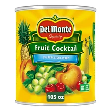 Del monte lite fruit cocktail in extra light syrup, canned fruit, 105 oz Can...