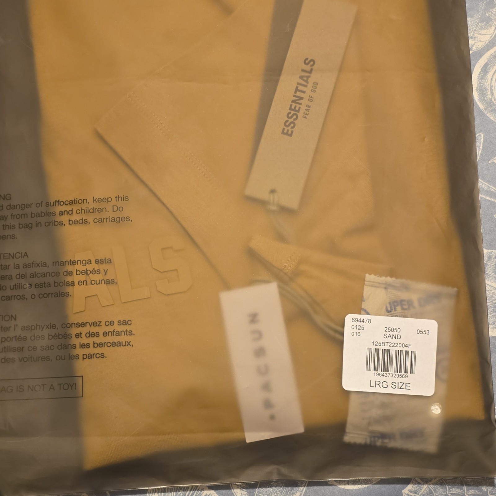 Fear of God Essentials Sand Logo Cotton Knit Crew Neck Men's T-Shirt Size L thumbnail 2