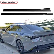 For 21-25 Lexus IS350 IS300 F-Sport Gloss Black Side Skirt Extension Lip Rocker