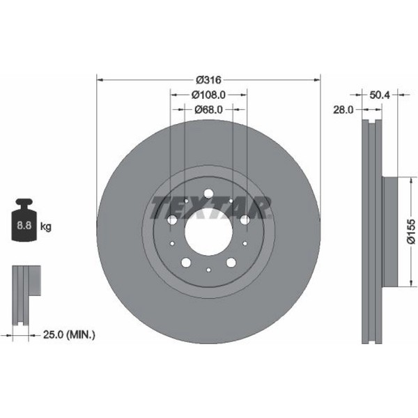 2X Textar 92126603 Bremsscheibe FüR Volvo S60 XC90 XC90 Van 275 384-image
