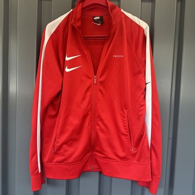 Nike Sportswear Track Jacket Mens Large Red Double  Swoosh Full Zip Pockets