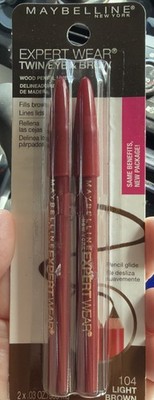Maybelline Expert Wear Twin Eye & Brow Pencils 104 Light Brown Factory Sealed