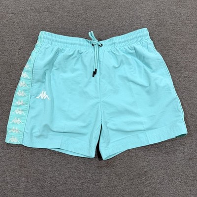 Kappa 222 Banda Coney Swim Shorts Men s L Aqua Blue Logo Tape Trunks NWT