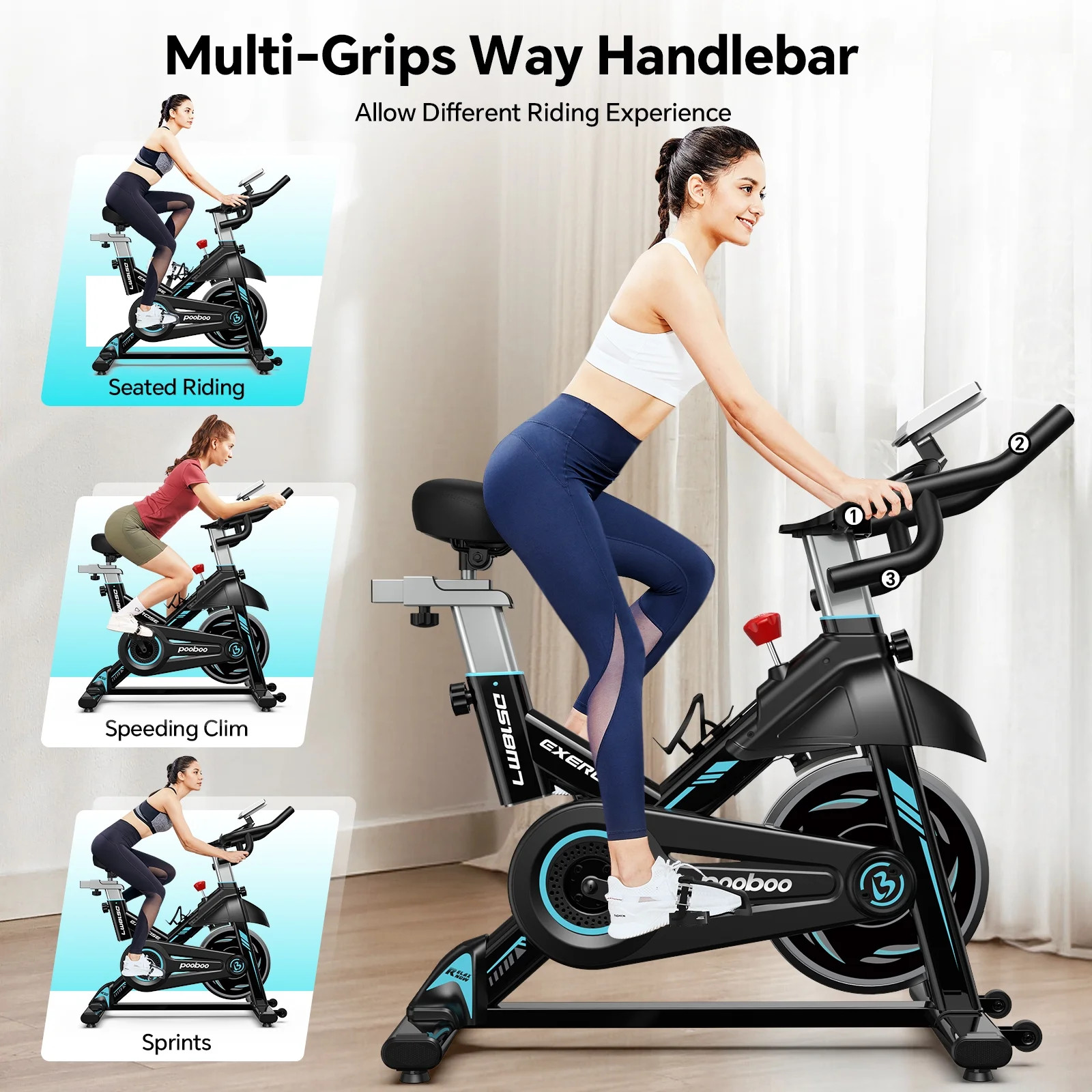 Professional Indoor Cycling Bike for Home Cardio Workouts, 350Lb Flywheel