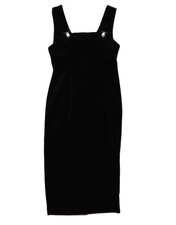 VINTAGE Womens Velvet Sleeveless Bodycon Dress UK 10 Small Black CB10