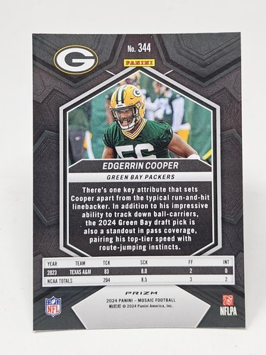2024 Panini Mosaic Edgerrin Cooper RC Silver Prizm #344 - Picture 2 of 2
