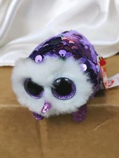 TY Beanie Boos CHECKS the Owl 4" Teeny Tys Stackable Sequin Plush NEW