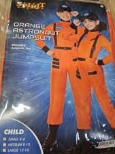 NEW Spirit Halloween NASA Orange Astronaut Costume Size Kids S 4-6 W/ Hat