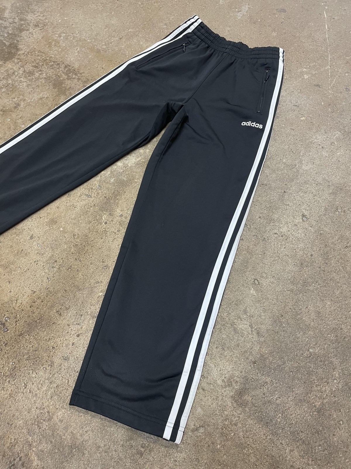 Adidas Track Pants Teens XS Black Snap Tear Away 3-Stripes Zip Pockets Athletic thumbnail 3