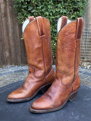 Vintage Frye Cowboy Western Boots Brown Leather 2356 Men s 6.5 D Made In USA