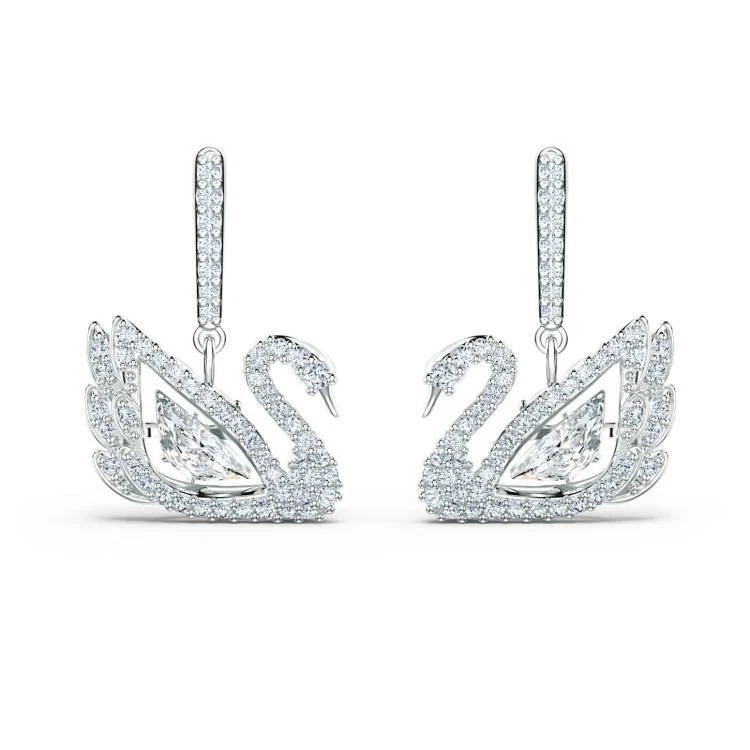 Pendientes Cisne para Mujer Swarovski Elementos Cristal Inteligente Ganso Pendientes Foto 2 de 4