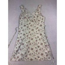 Cider Floral Jacquard Mini Dress White Pink Rose Detail Cottagecore Small