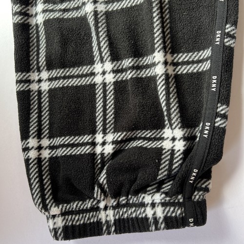 DKNY Damen XL schwarz-weiß Fleece Pyjama Lounge Hose Kordelzug Taschen weich - Bild 4 von 7