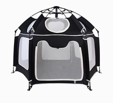 Mom Genius Black White Portable Foldable Baby Play Tent W/ Canopy