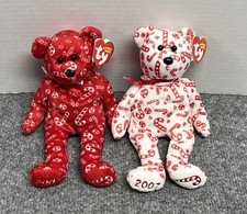 Ty Beanie Baby Candy Canes Bears Plush 8" Stuffed Animal Lot 2007 Holiday