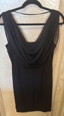 Connected Apparel Cowlneck Sleeveless A-Line Dress Women's Sz 6 Black Pullover