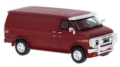 Brekina 1983 Chevrolet G20 Custom Van - Metallic Dark Red 1/87 HO Scale #18259