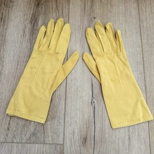 Vintage 50s 60s Long Yellow Dress Gloves Formal Embroidered Mad Men Pinup