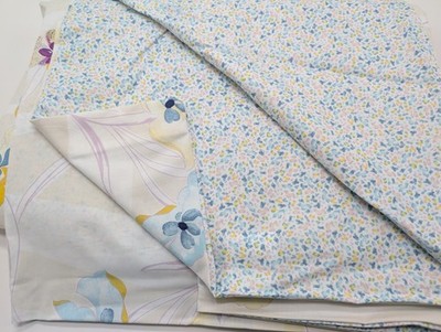 Yves Delorme Ondee King Duvet Multi Floral Print Cotton Percale Reversible NEW