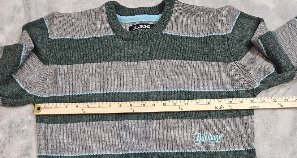 Billabong Men's Wool Blend Sweater Size Medium Green/Gray - Image 4 of 4