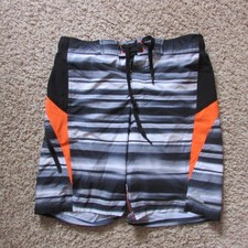 NWOT ZeroXposur Medium Black Gray Orange Board Shorts Swim Inside Liner