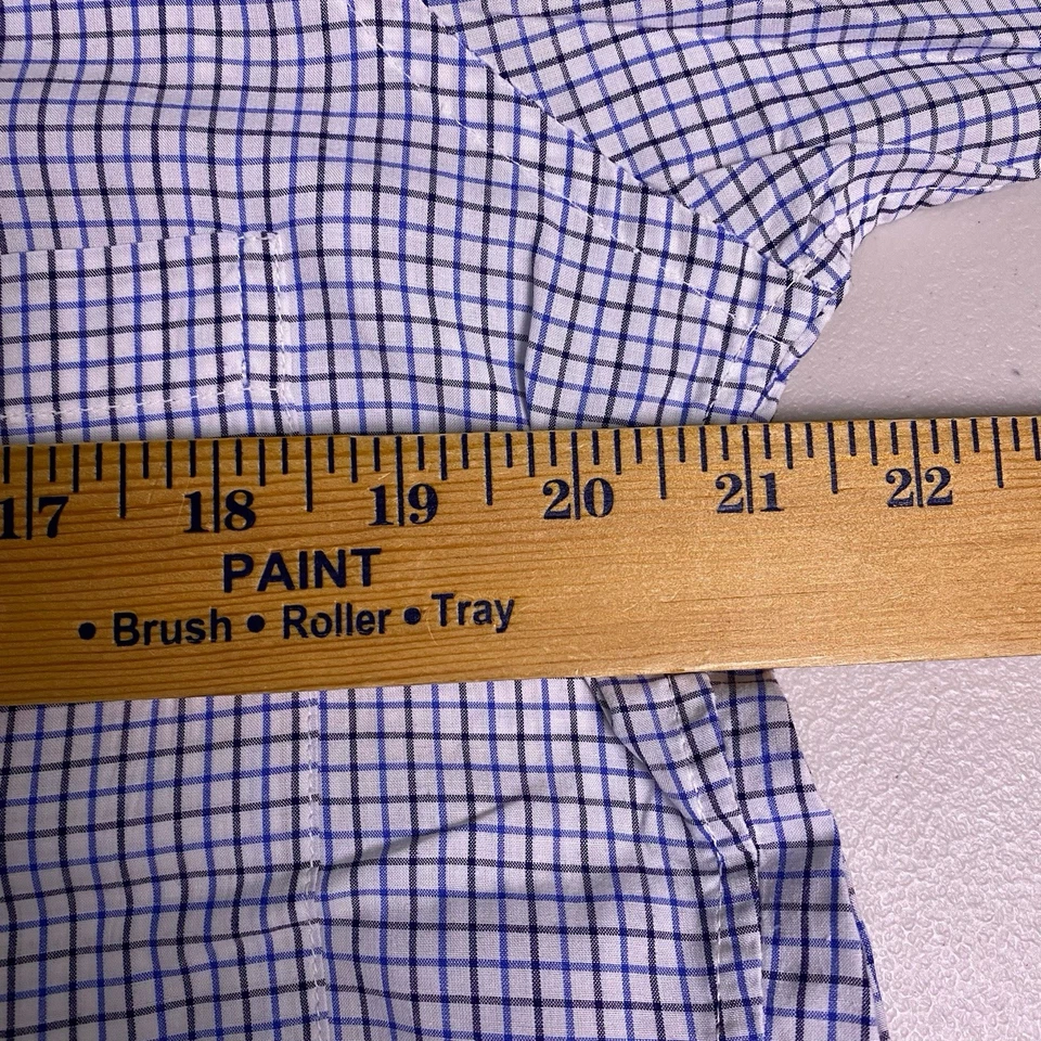 70s Brooks Brothers Shirt 14.5 Mens S/S 6 Button Down Blue Graph Check VGUC - Image 4 of 4