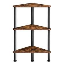 HOOBRO Corner Shelf Stand, Industrial 3-Tier Corner Bookshelf with Metal Fram...