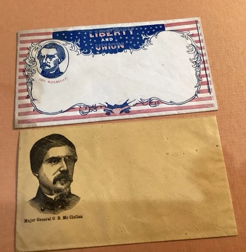 2 CIVIL WAR GENERAL MCCELLAN PATRIOTIC ENVELOPES
