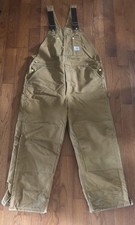 Carhartt Bib Insulated Overalls Brown Duck Canvas R02 BRN USA Men s 42x27
