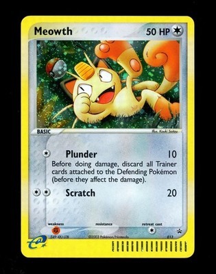 2003 Pokemon MEOWTH Black Star Promo COSMOS HOLO e-Reader EX Tin Card #013 SWIRL