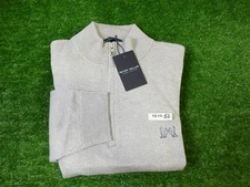 Peter Millar Mens Ashland Quarter-Zip Golf Sweater NGLA Logo British Grey M