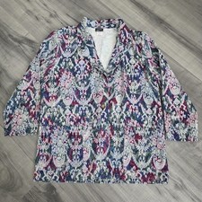 VTG Blazer Womens 10 Multicolor Floral Print Long Sleeve Made In USA Boho