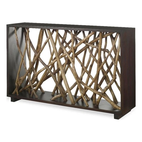 Uttermost Teak Maze Transitional Wood Console Table in Natural/Walnut - Picture 1 of 6