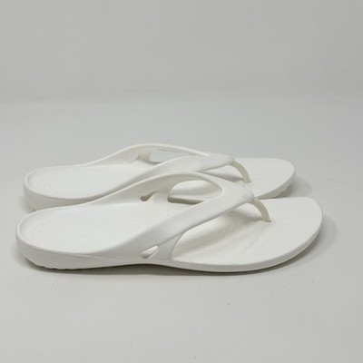 Crocs Kadee II Thong Sandals Womens 10 White Flip Flop Casual Comfort Beach