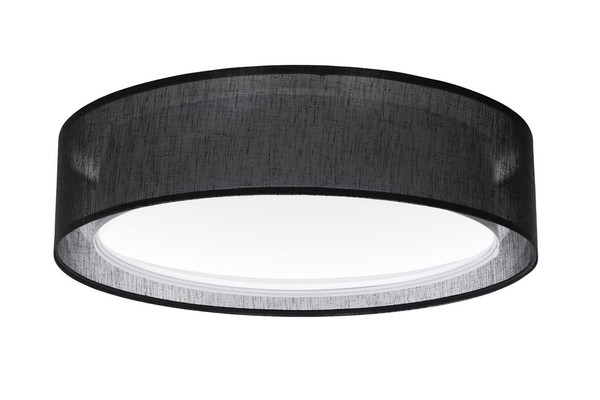 Deckenleuchte Stoff Schirm Schwarz Wohnzimmer E27 Rund Ø50 Cm Deckenlampe Flur-image