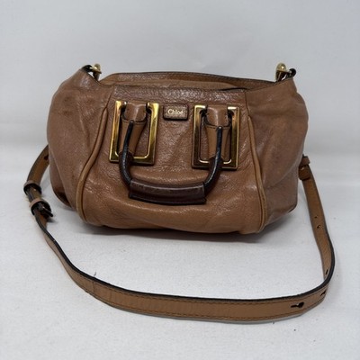 Chloe Etel Hand Bag Leather 2way Brown Gold