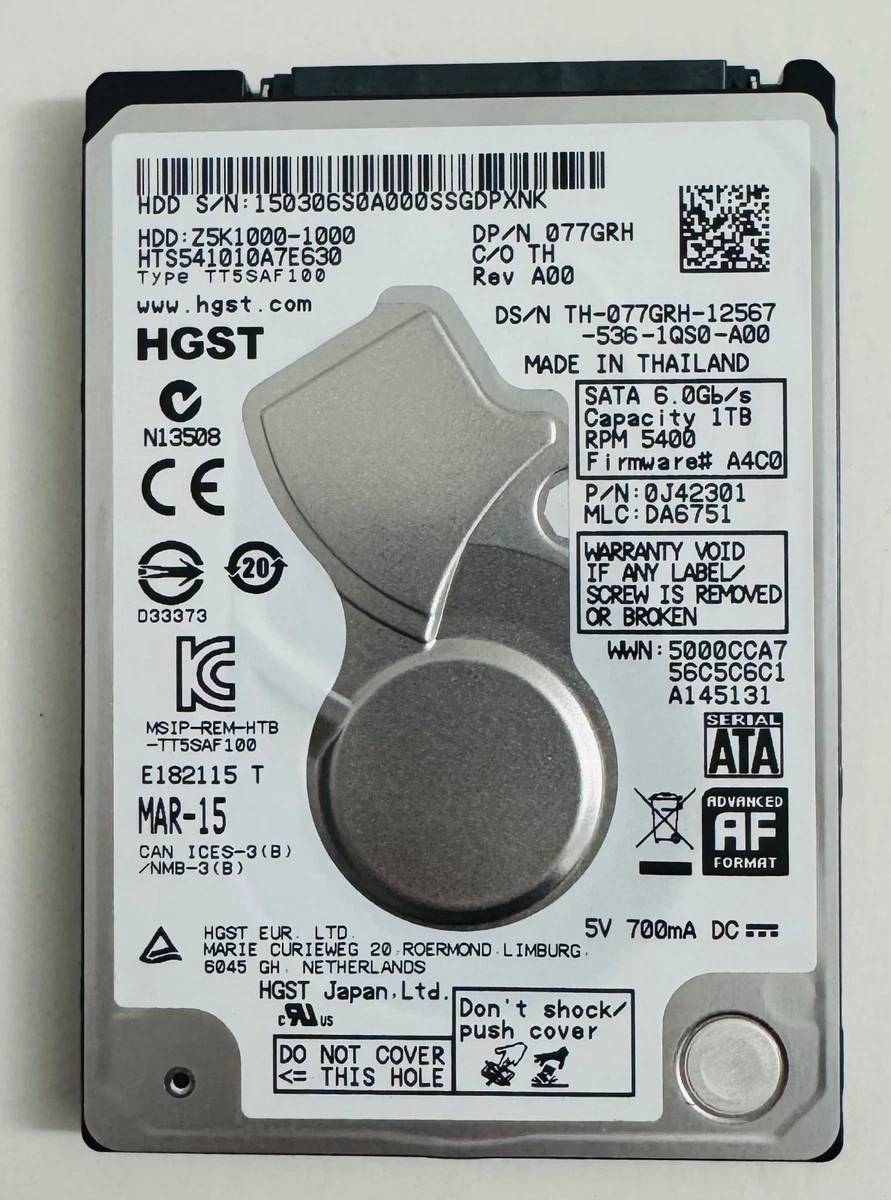 HGST 1TB SATA III 5400RPM 2.5 Inch Internal Hard Disk Drives for