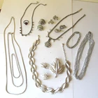 LOT Vintage SILVERTONE ESTATE COSTUME JEWELRY Signed Trifari SARAH COV Avon