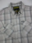 Mens Medium Dixxon Flannel Co Shirt Montana D Lux Bamboo Pearl Snap gray whtie