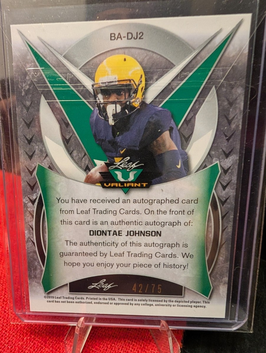 🔥 Dionte Johnson SSP #/75 2019 Leaf Valiant Green AUTO RC #BA-DJ2